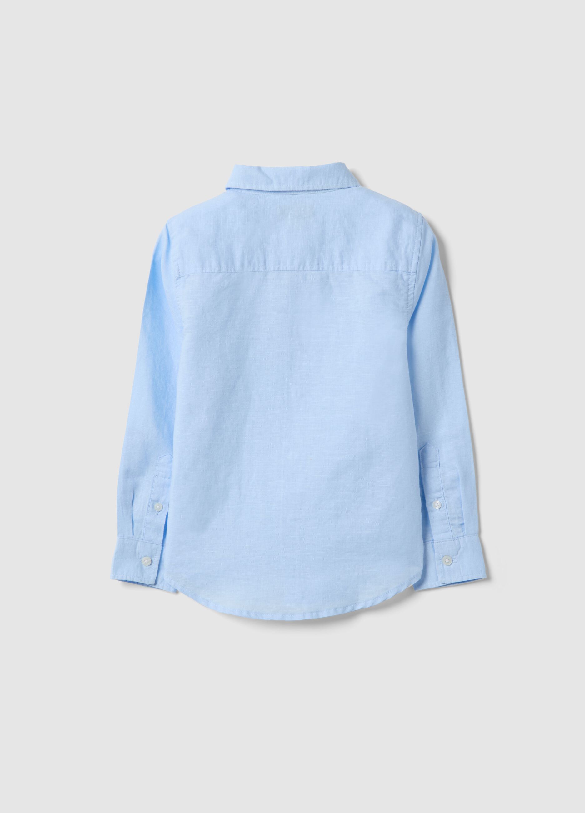 Boys' regular fit light blue linen and cotton blend shirt