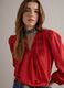 Red short-sleeved shirt in pure cotton_0