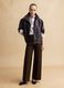 Brown regular fit straight cotton blend trousers_0