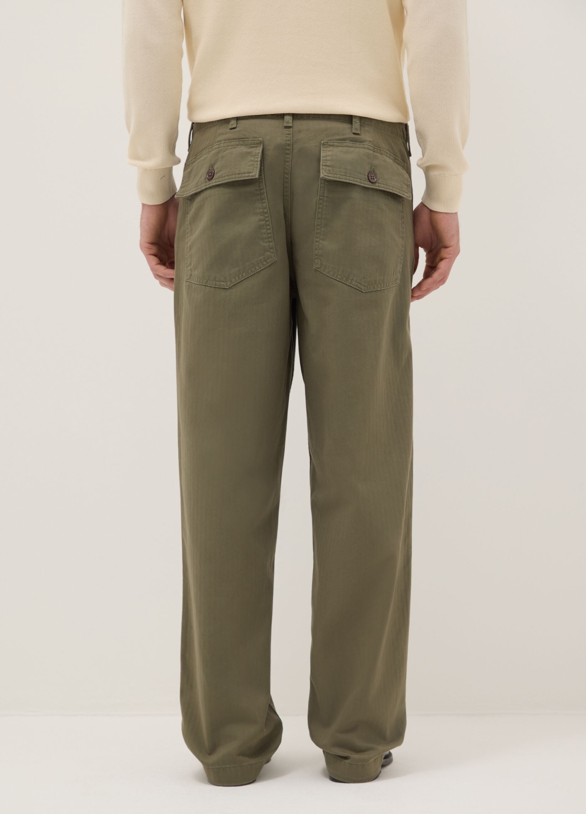 Green regular fit pure cotton chino trousers