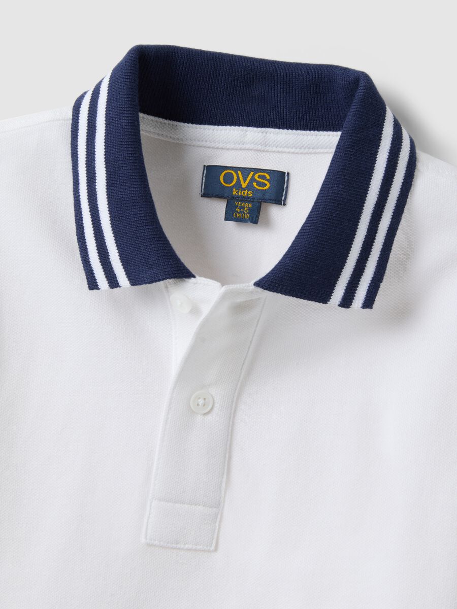 Children's white pure cotton polo regular fit with coloured trims_3
