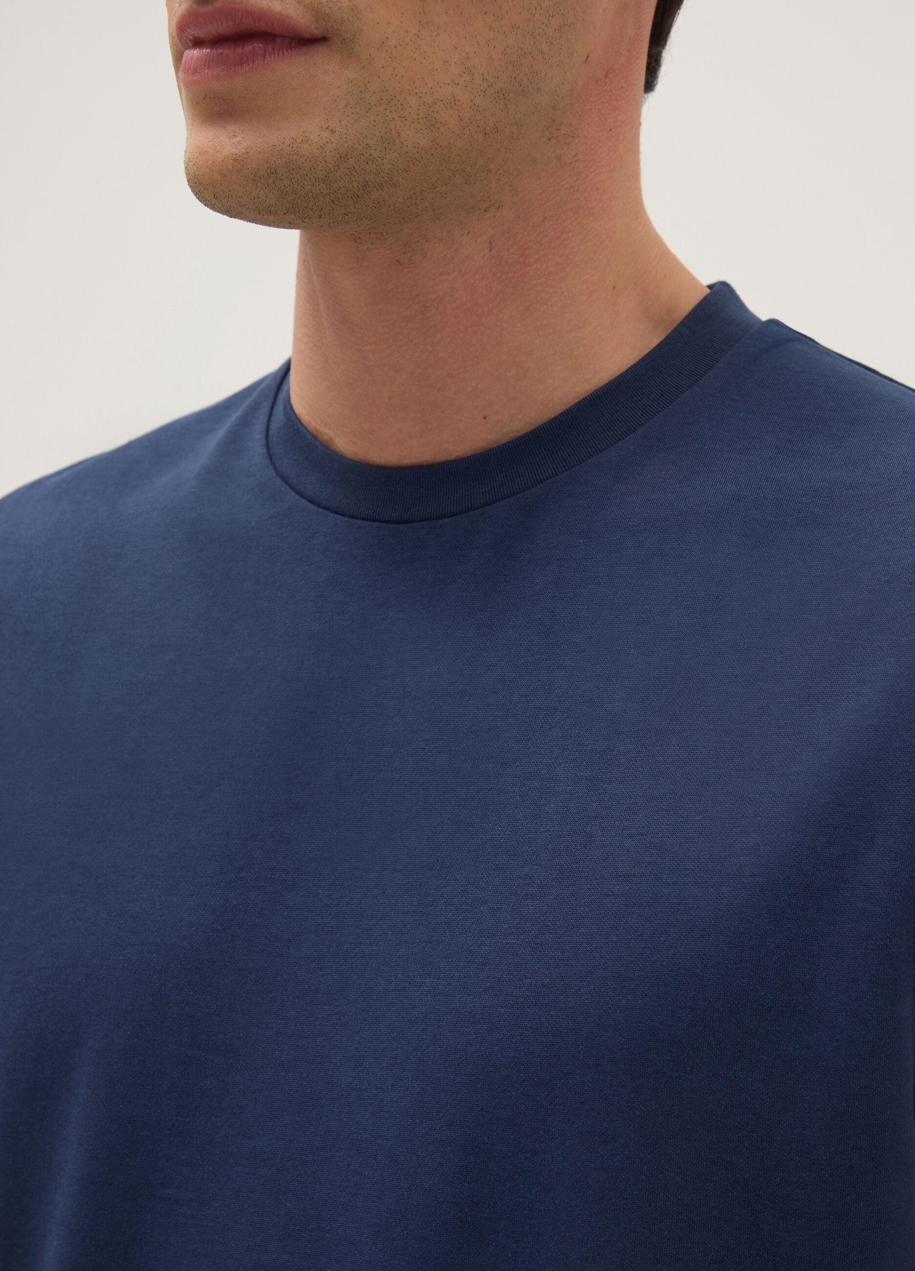 Blue regular fit cotton blend tank top