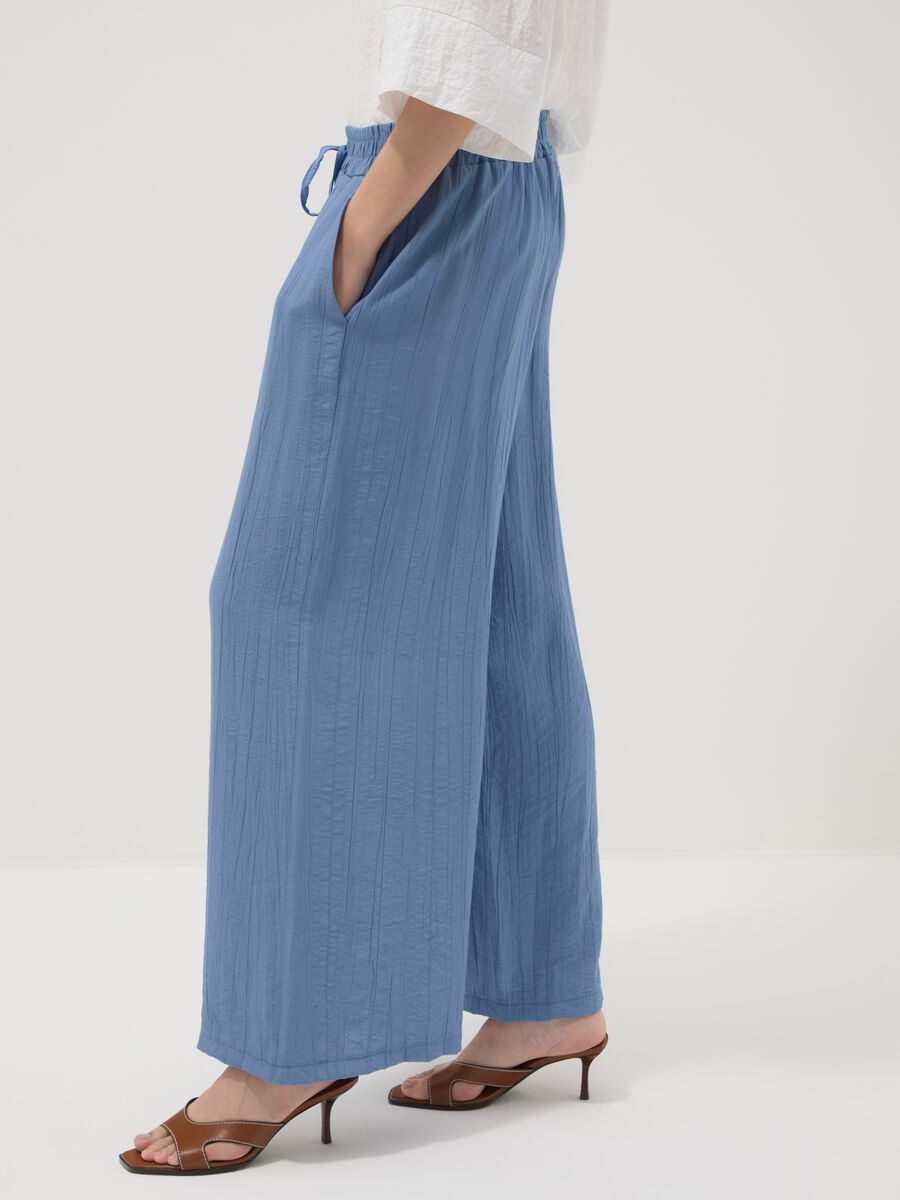Light blue viscose-blend palazzo trousers_3