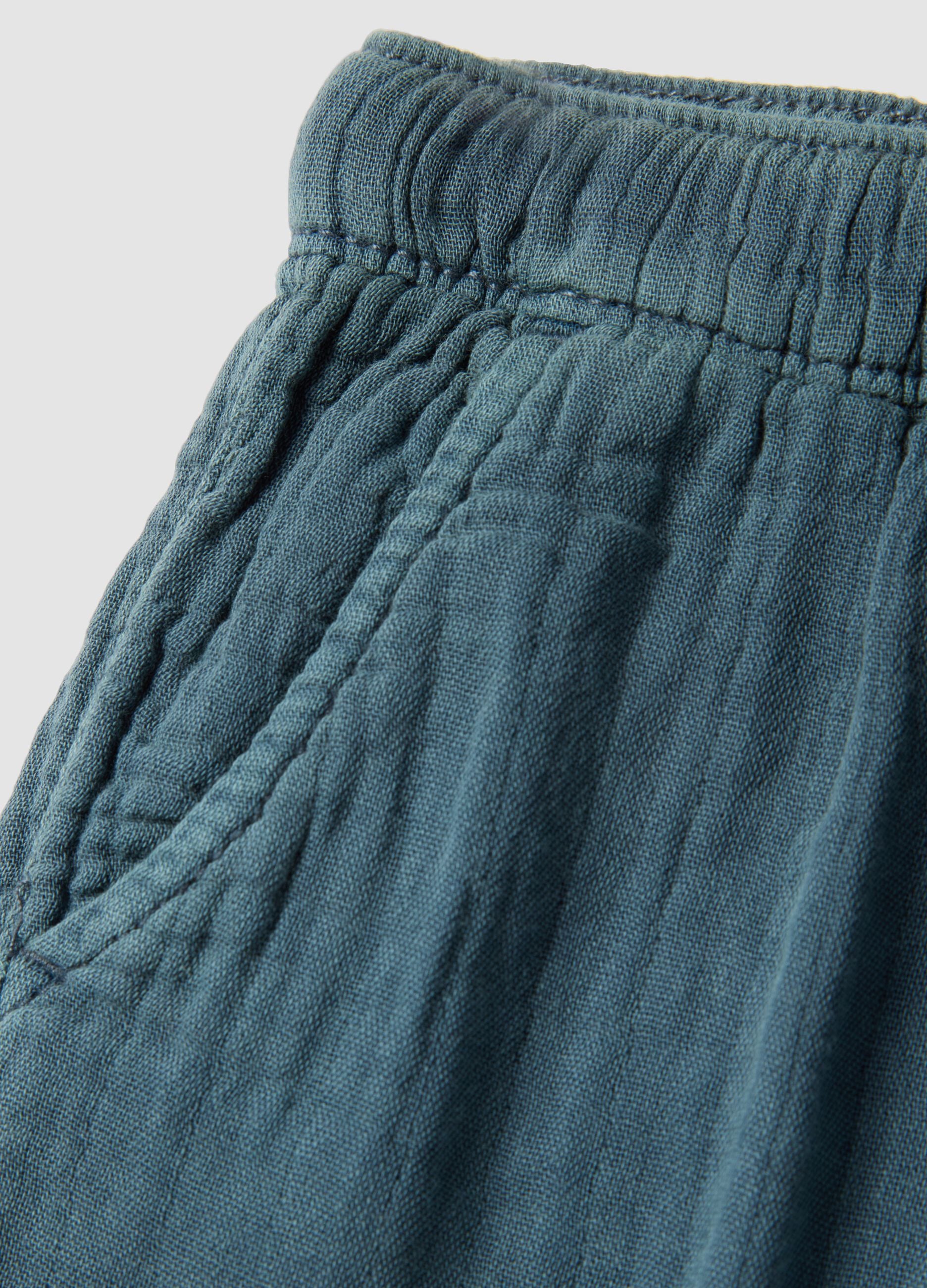 Blue pure cotton children's regular fit trousers