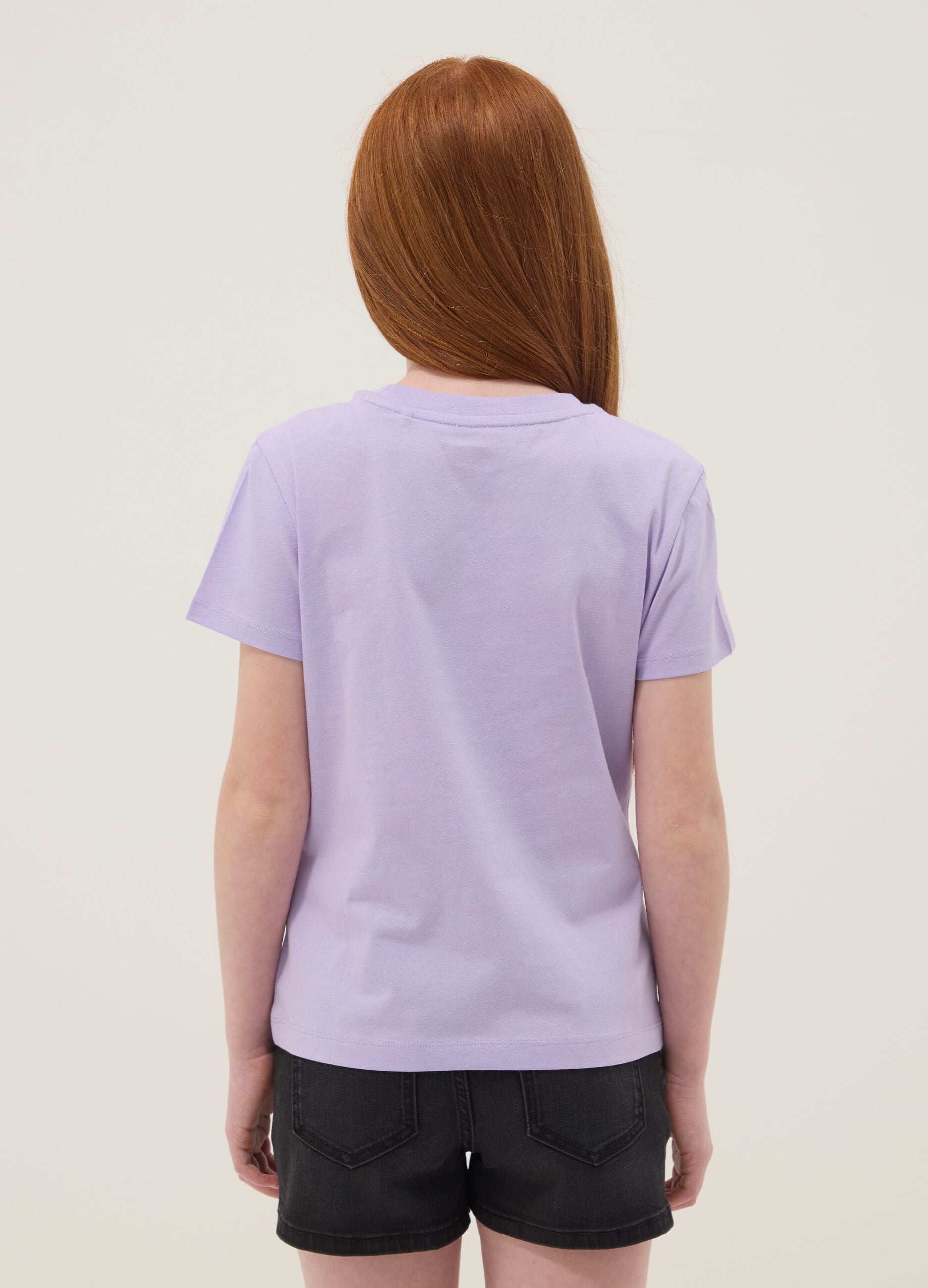 Girls&rsquo; Purple Pure Cotton Regular Fit T-shirt