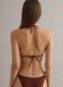 Brown triangle bikini top in stretch fabric with purple trim_3