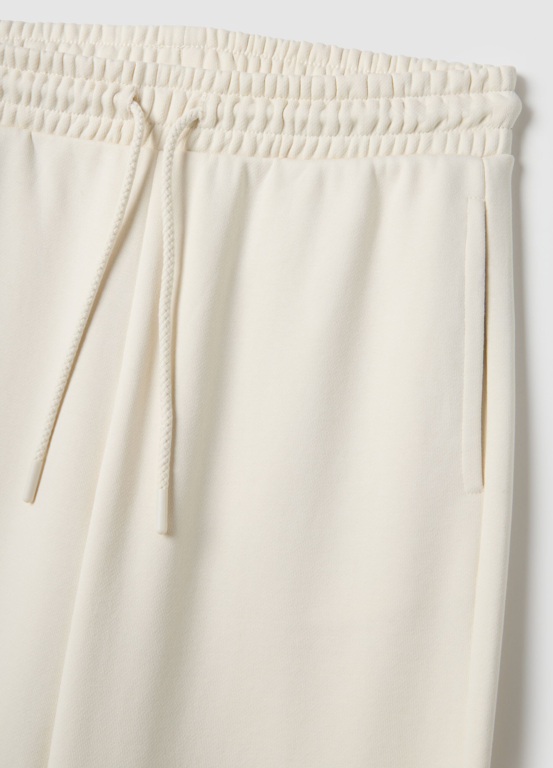 White regular fit cotton blend jogger trousers