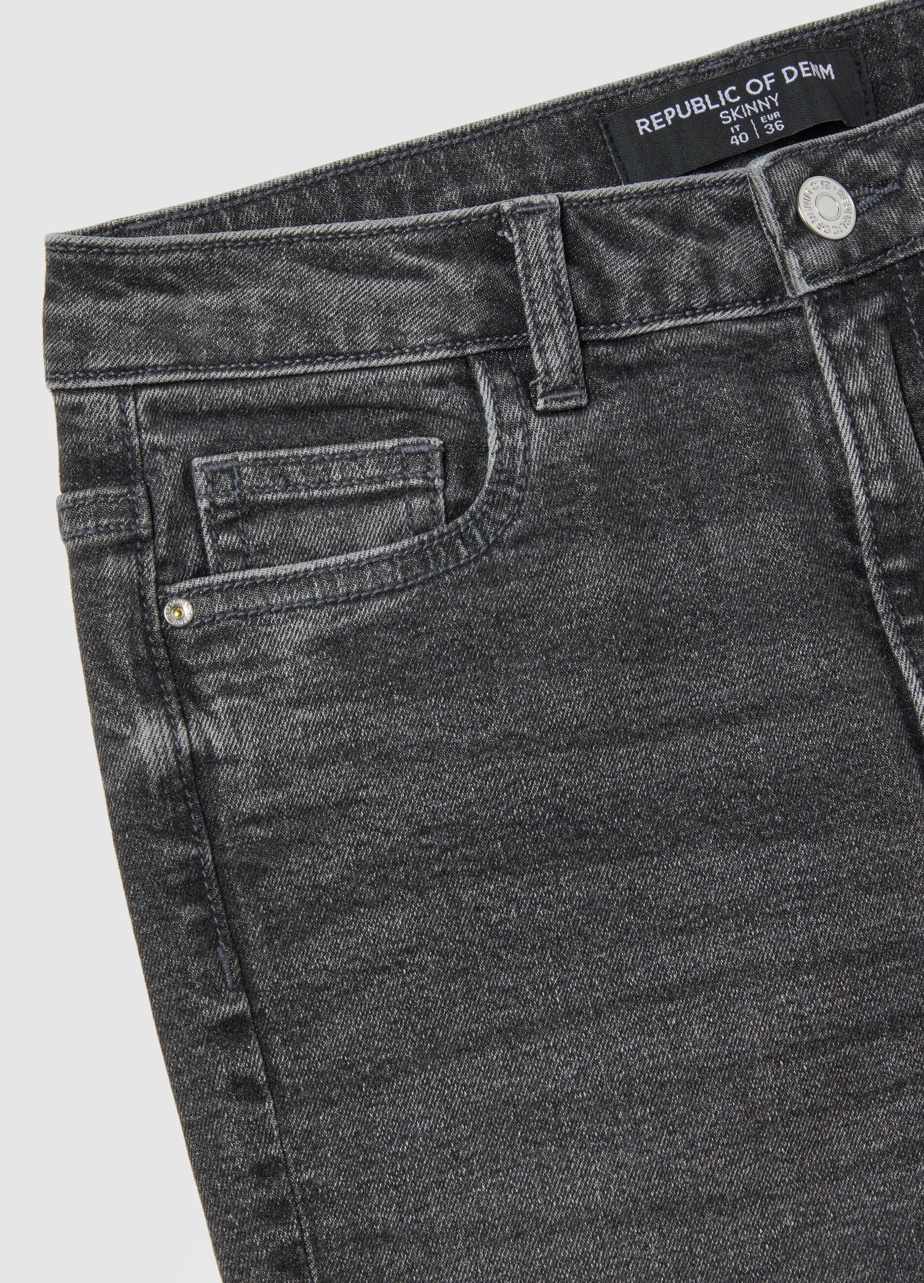 Grey Stretch Cotton Skinny Fit Jeans