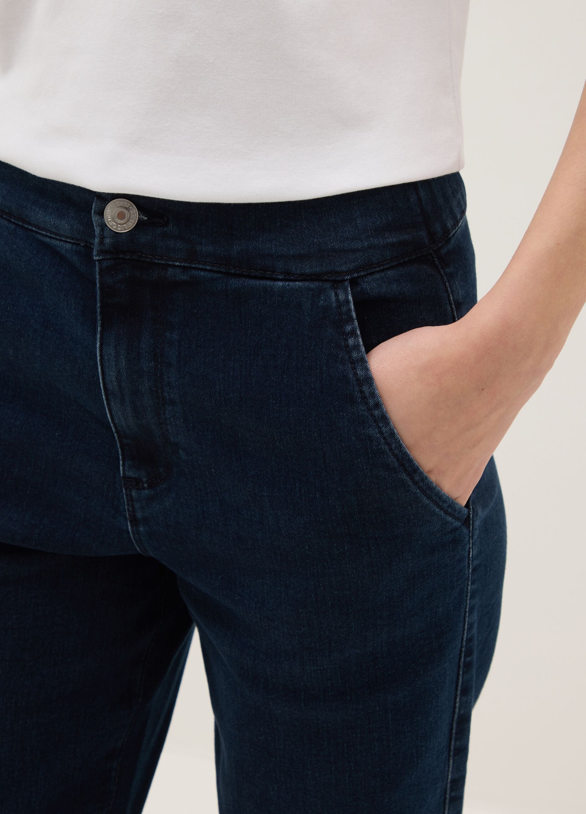 Slim fit blue cotton blend chino trousers
