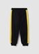Black 100% cotton kids&rsquo; tracksuit bottoms with yellow side stripes_1
