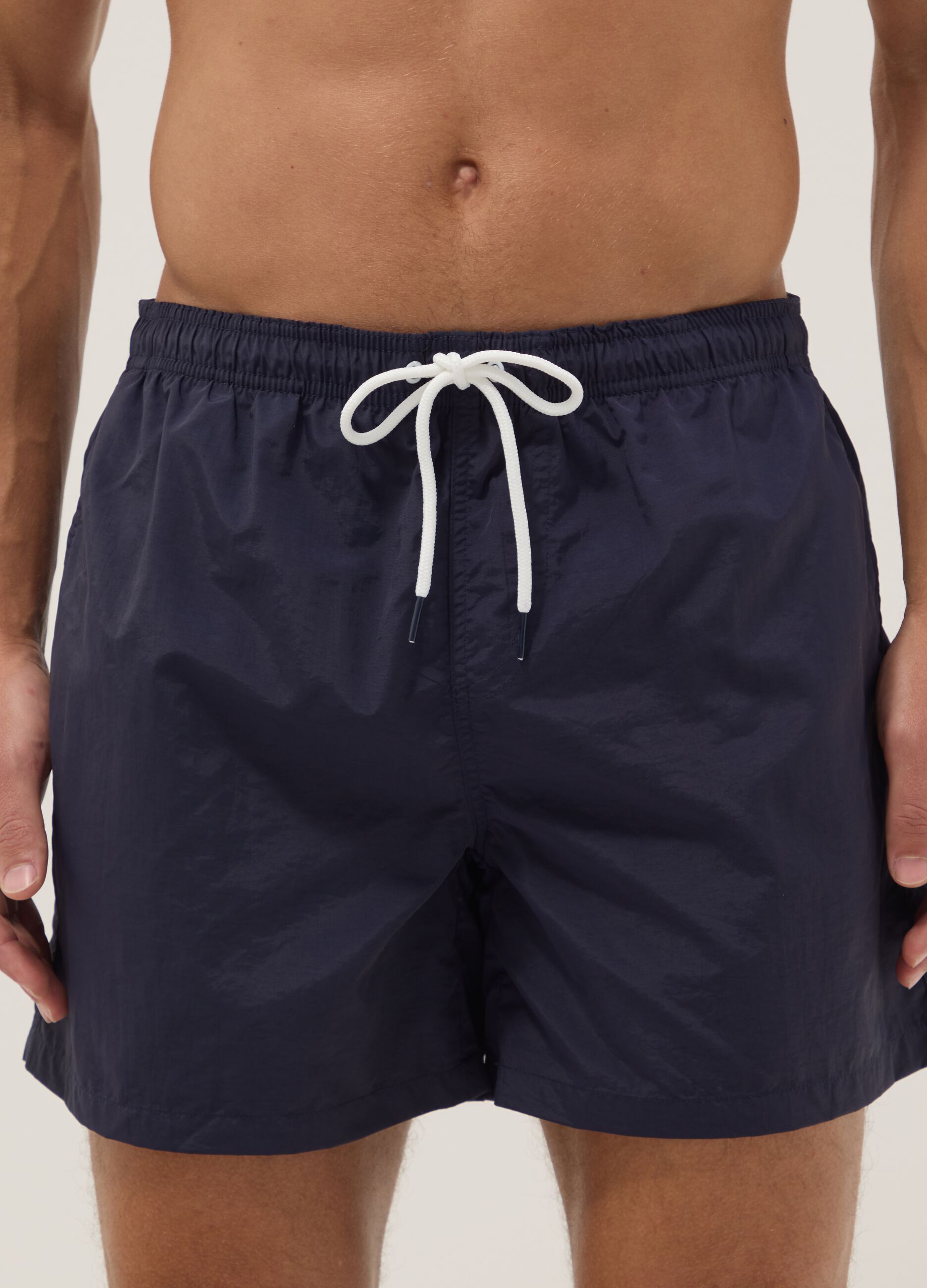 Blue regular-fit swim shorts with drawstring