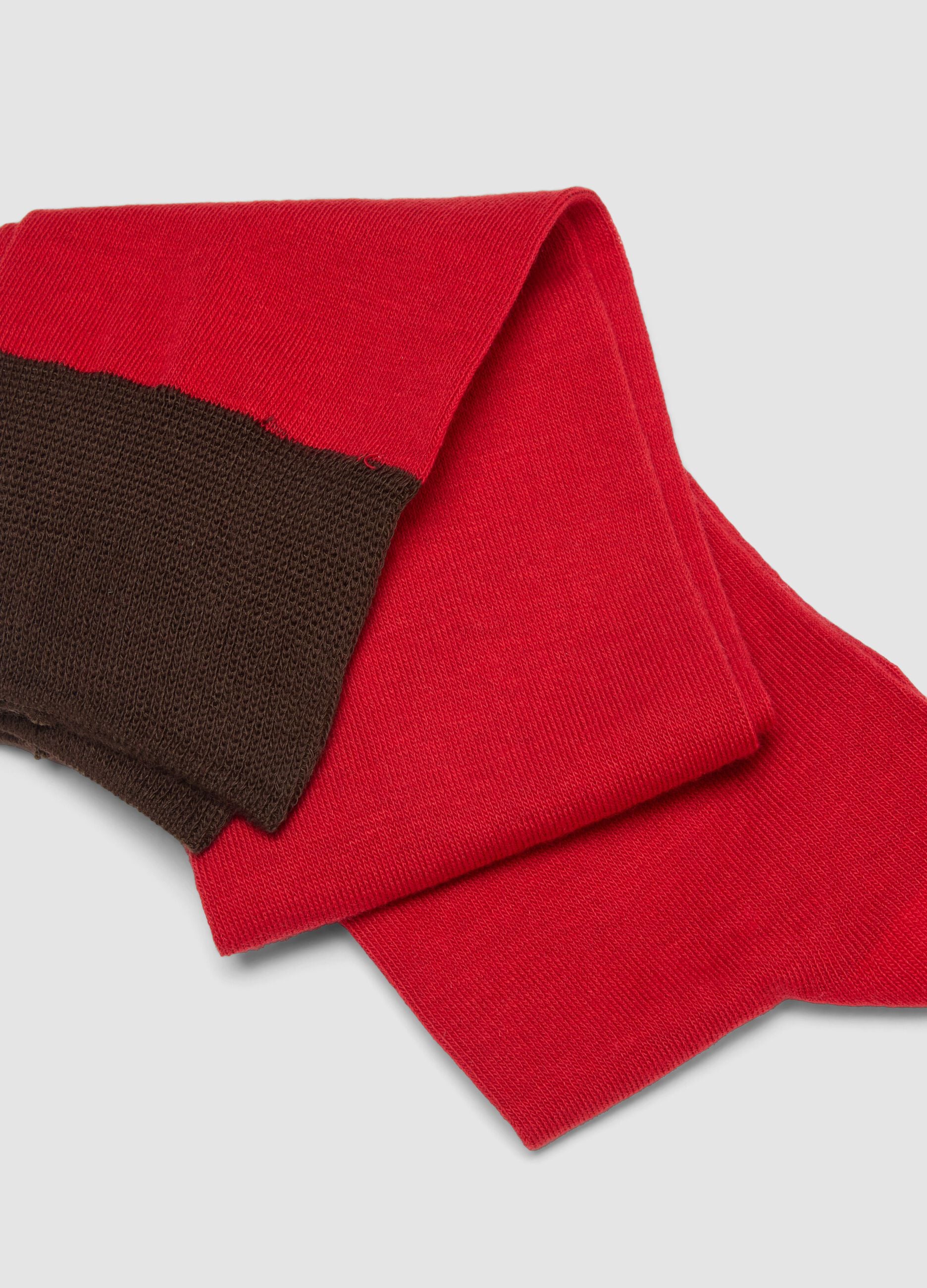 Two-pack long red stretch cotton blend socks