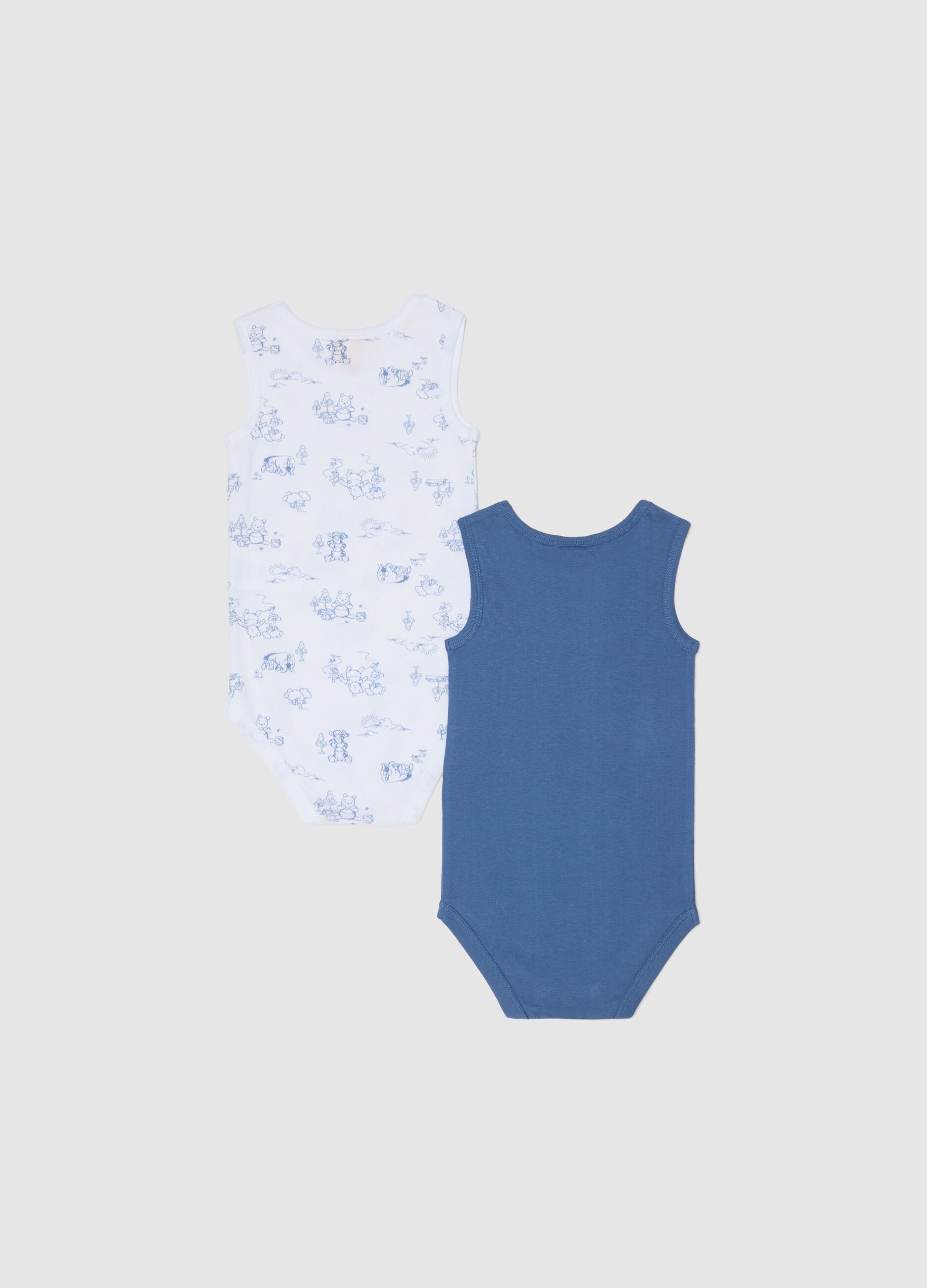 Multicolour pure cotton newborn bodysuit twin pack featuring Winnie-The-Pooh