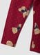 Red organic stretch cotton leggings with teddy bear print for girls_3