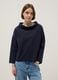 Blue regular fit stretch cotton blend jumper with wide collar_0