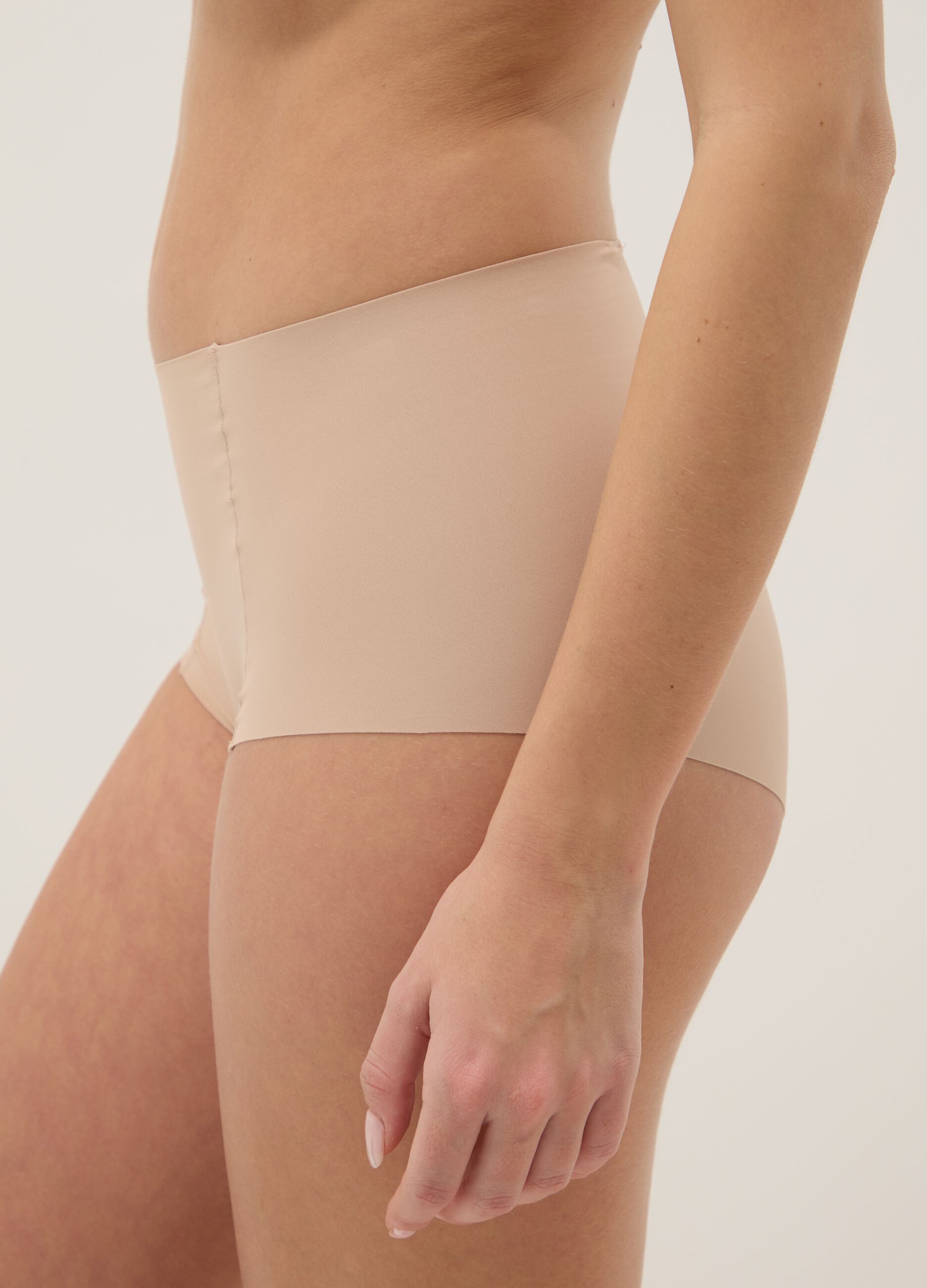 High-waist beige briefs