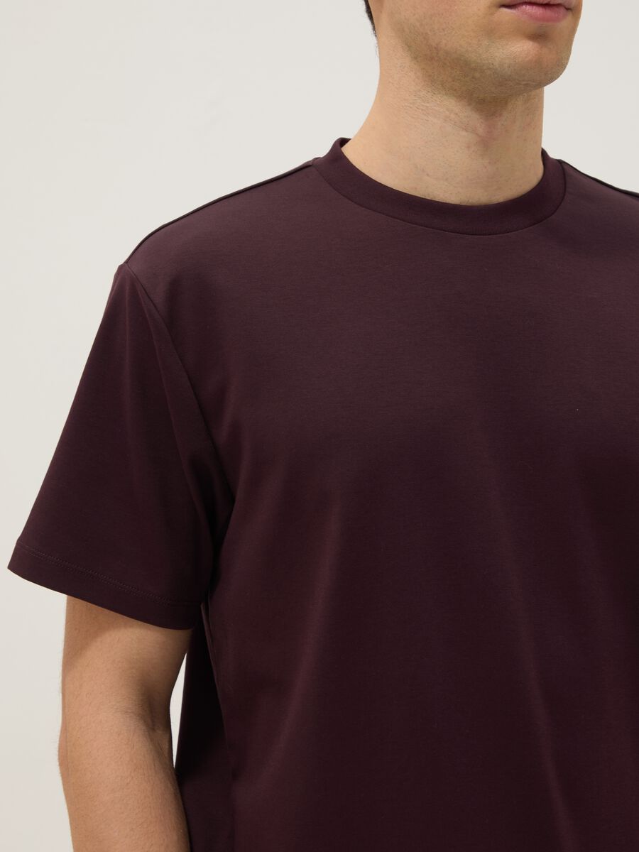 Brown pure cotton crew neck T-shirt regular fit_3