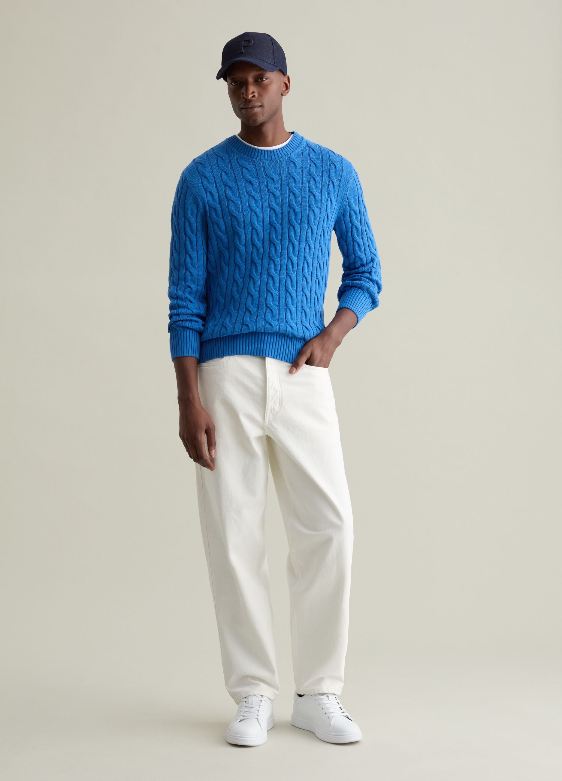 Pullover with cable-knit design