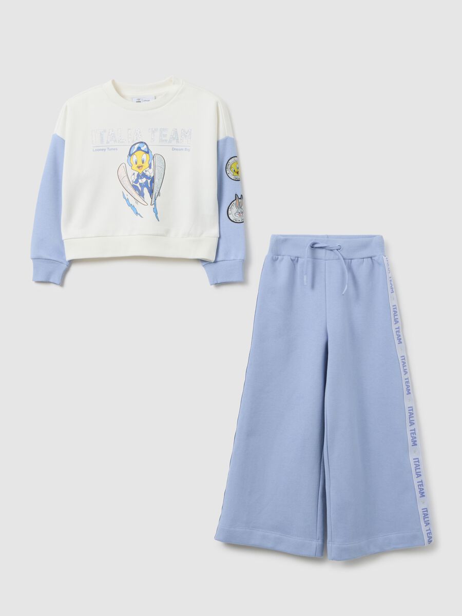 Multicolour cotton blend regular fit girl's tracksuit with print_0