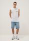 White pure cotton regular-fit vest with print_0