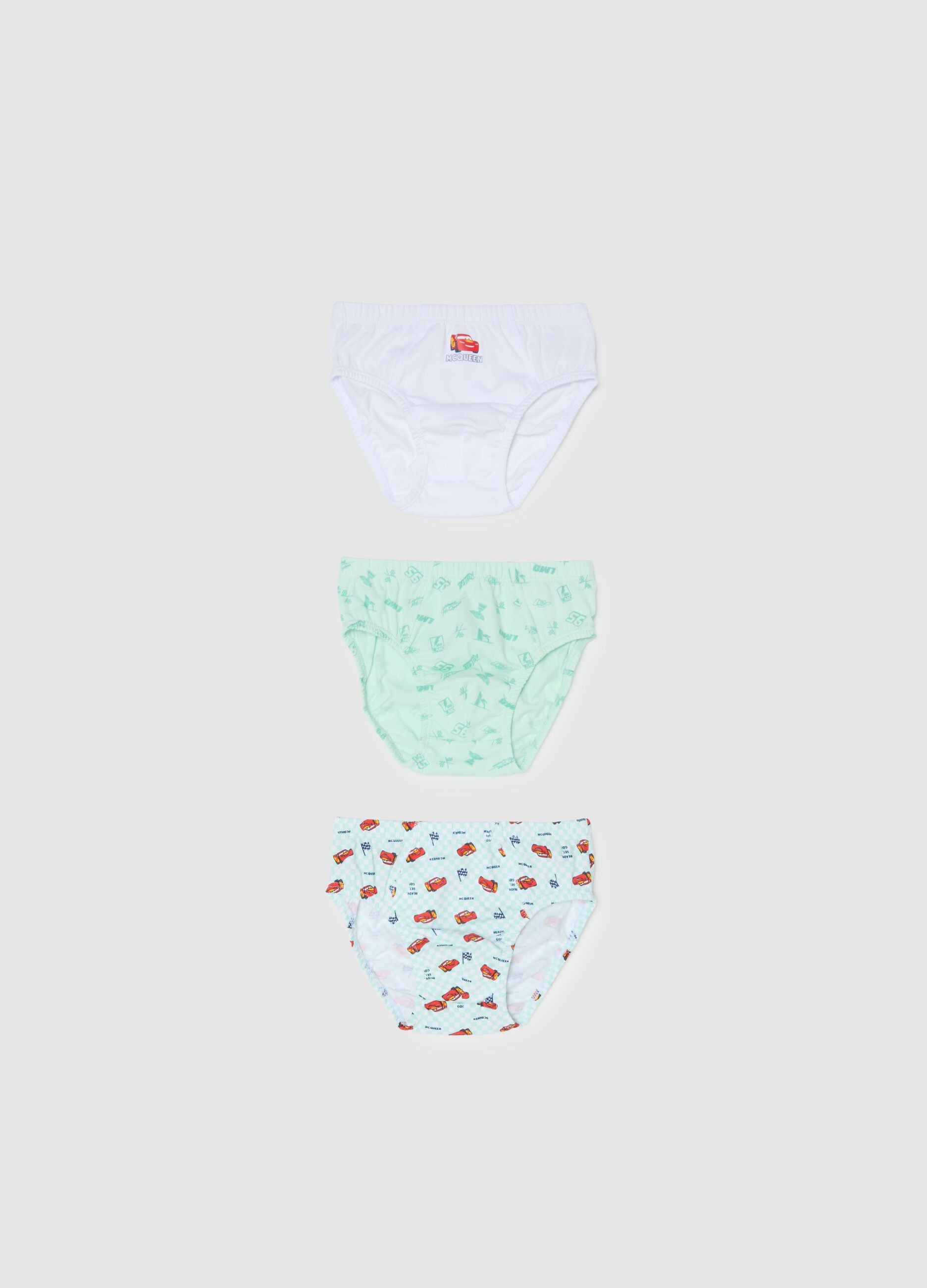 Tripack of children's multicolour cotton briefs with Cars prints