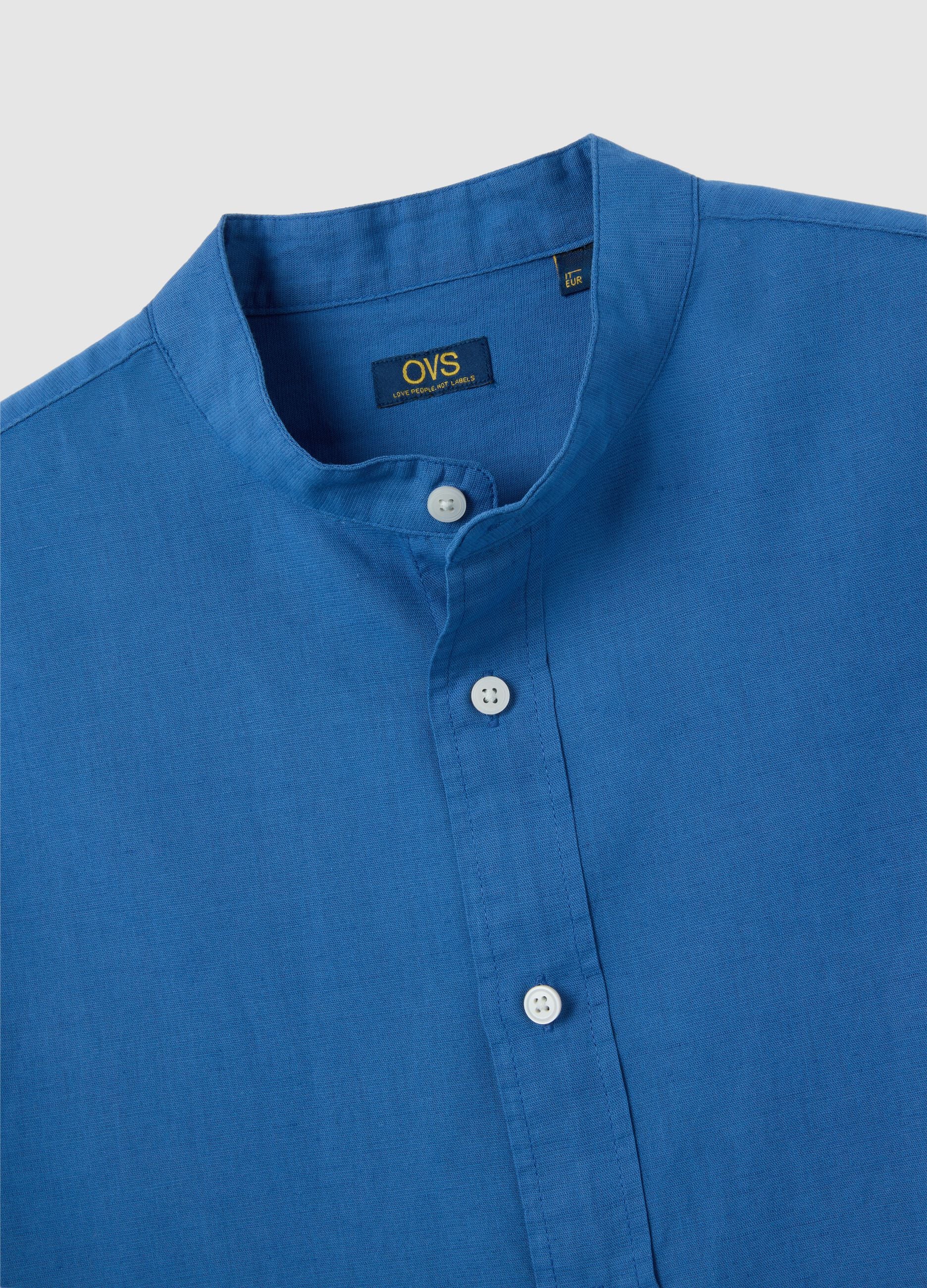 Men's blue shirt in cotton blend with regular-fit