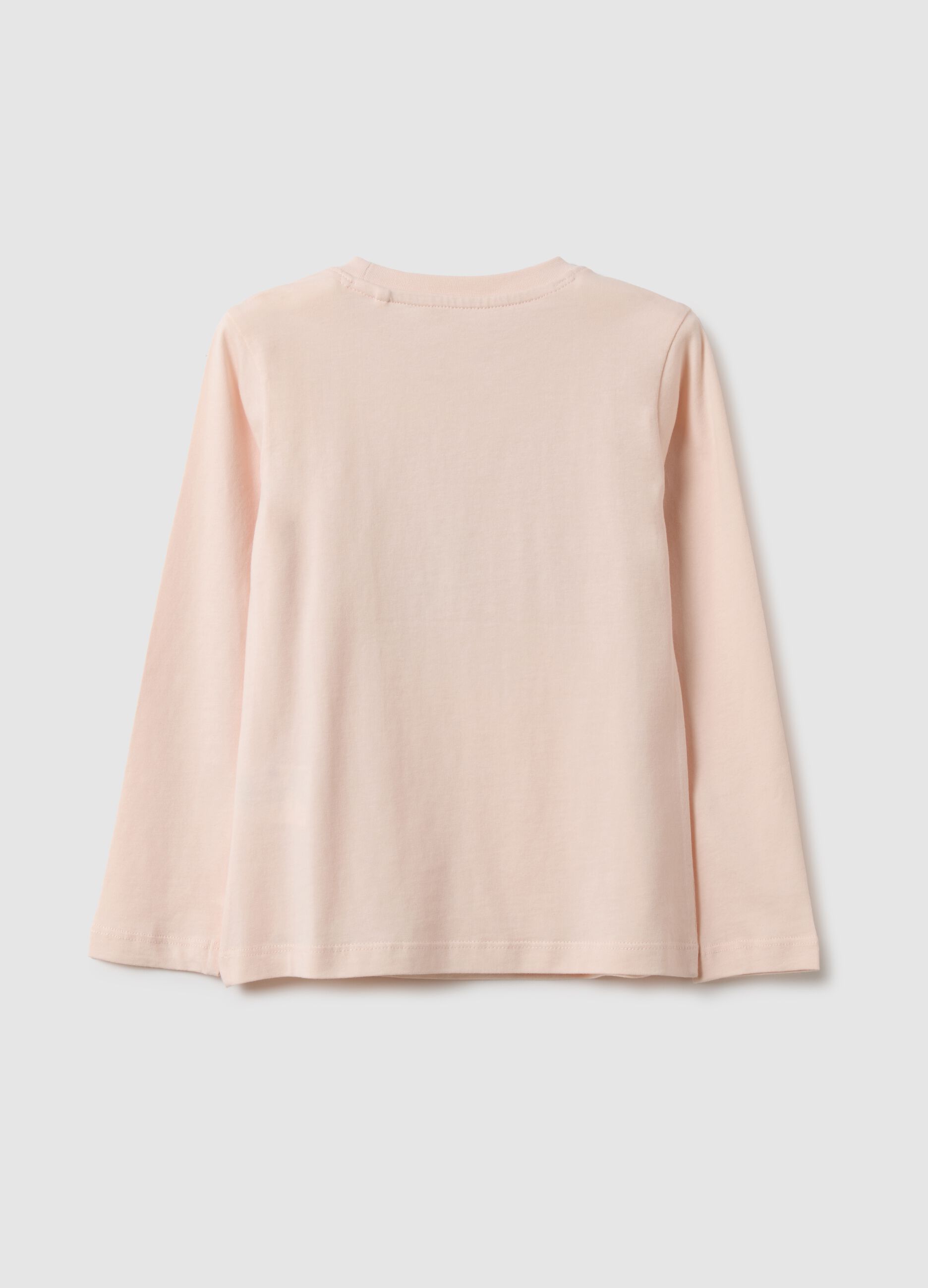 Girl's regular fit pink pure cotton t-shirt