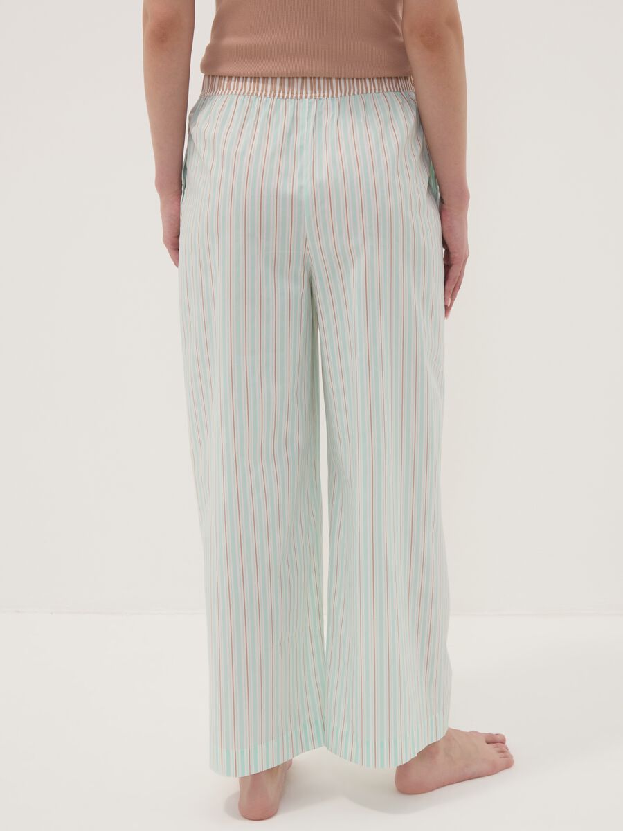 Green striped stretch cotton-blend poplin pyjama trousers_2