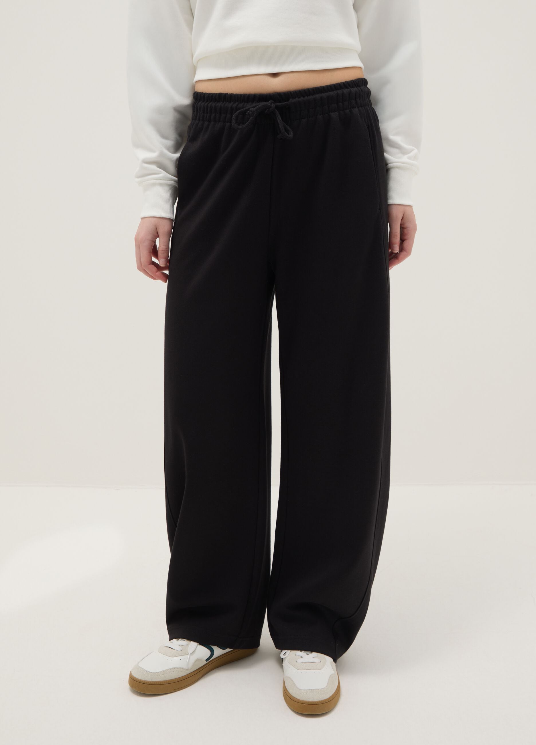 Baggy trousers in stretch cotton black