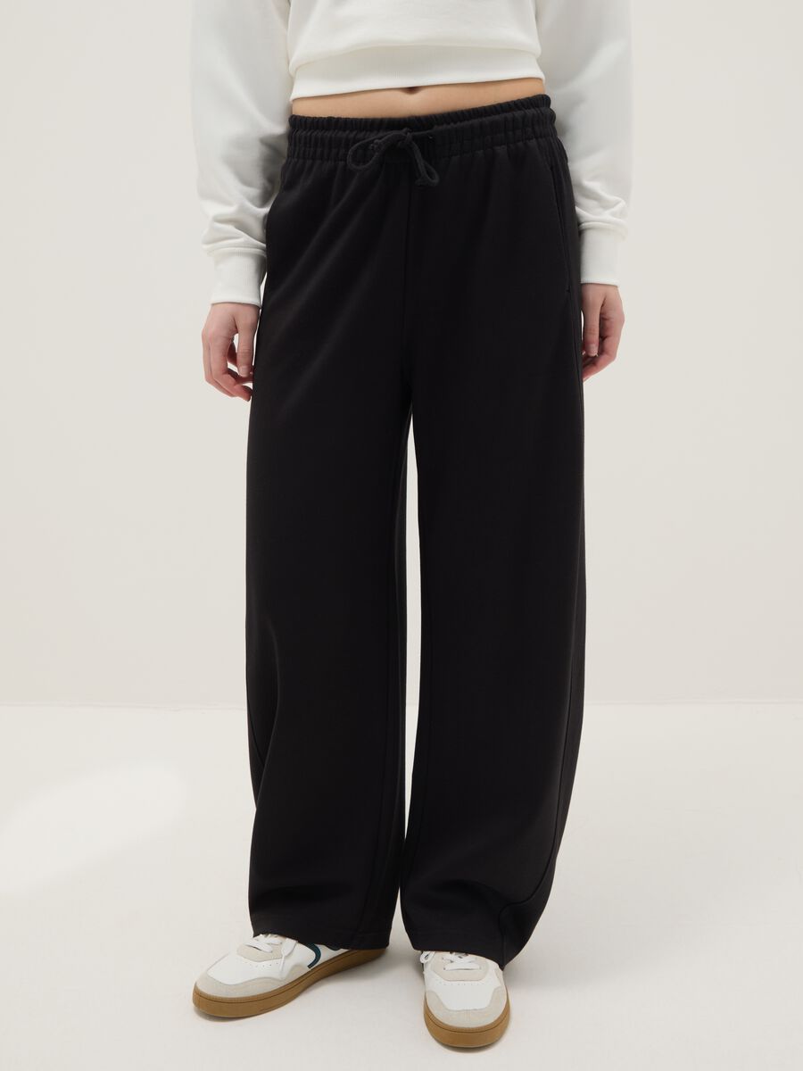 Baggy trousers in stretch cotton black_1