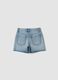 Blue pure-cotton denim shorts for girls, straight fit_4