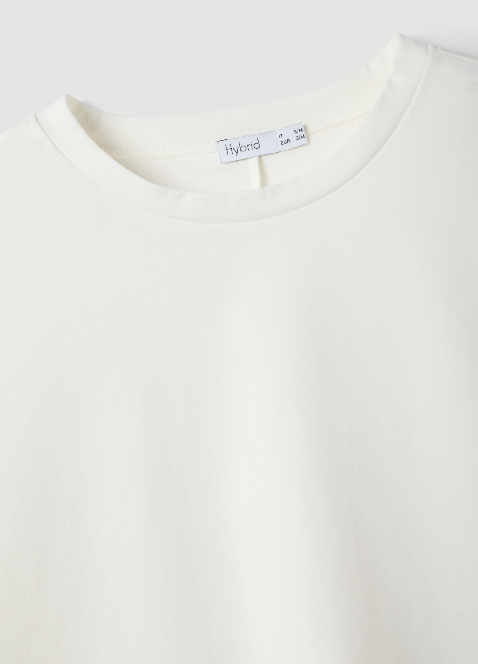 White regular fit stretch cotton-blend T-shirt