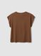 Brown pure cotton short-sleeve regular fit T-shirt_5