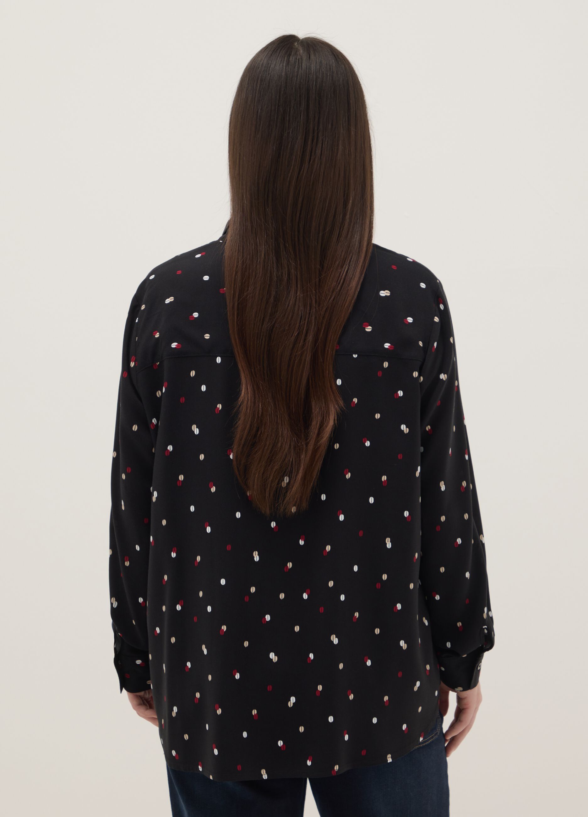 Multicolour pure viscose shirt with regular fit and prints