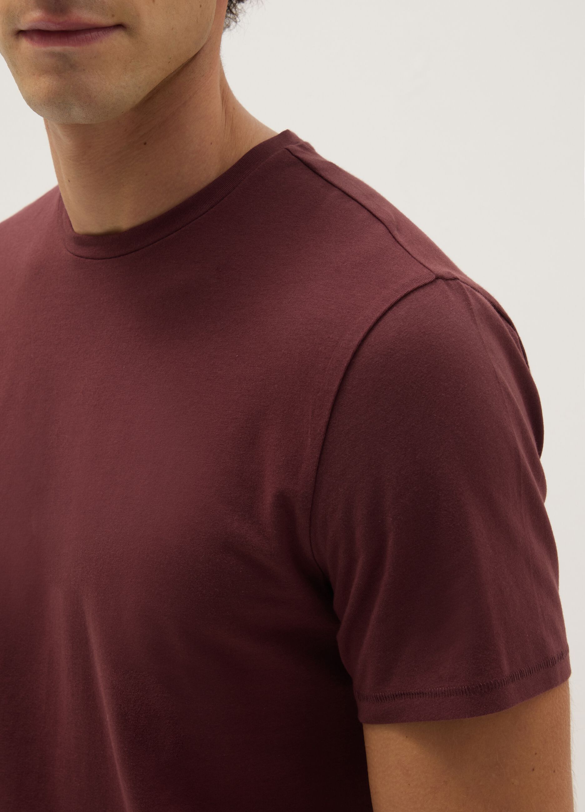 Red slim fit stretchy cotton T-shirt