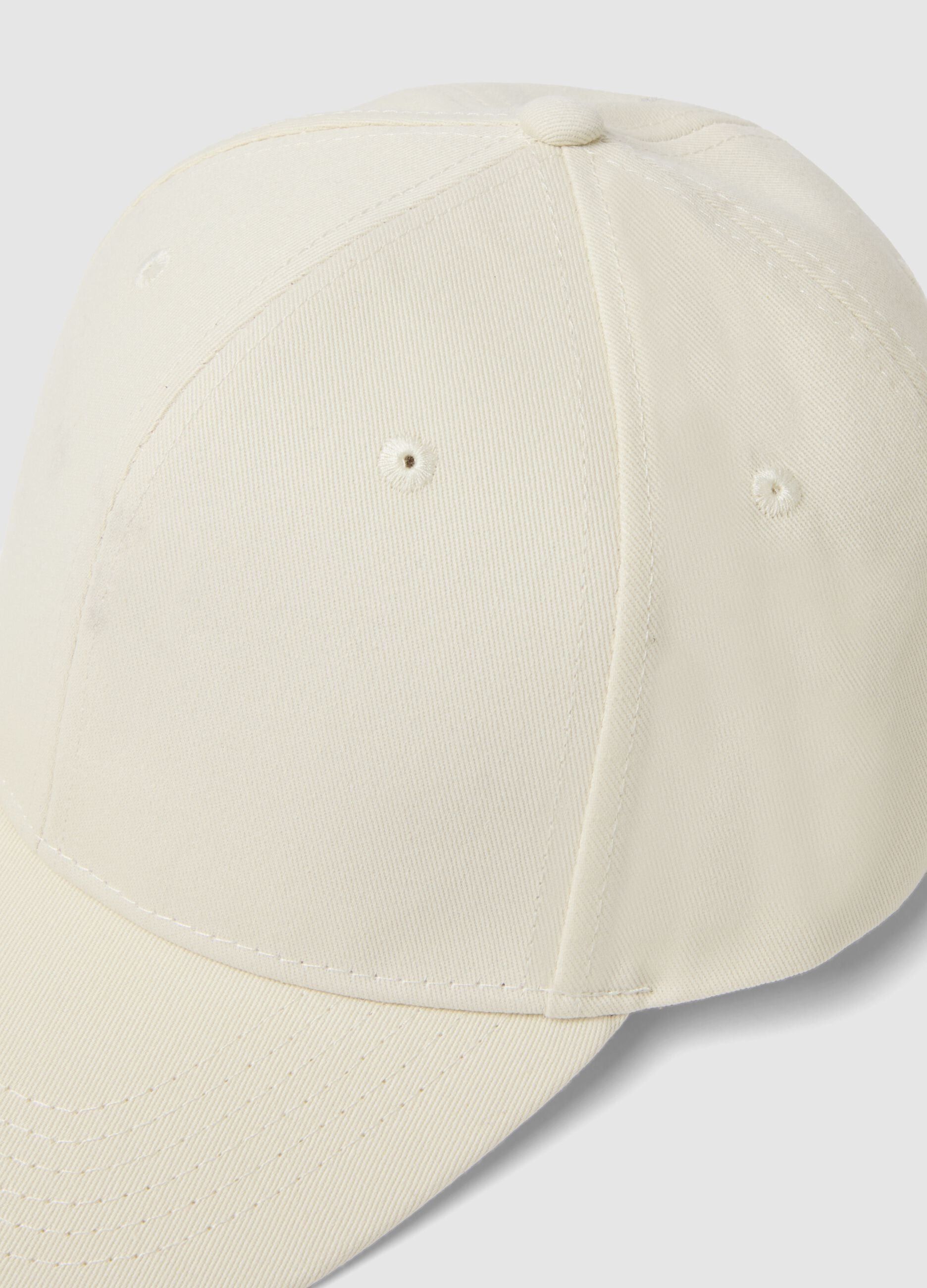 Beige pure cotton baseball cap with adjustable closure