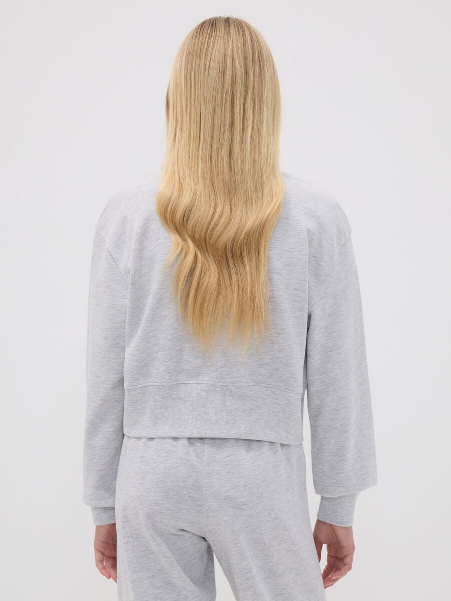Grey sweatshirt in organic cotton and viscose blend with ribbed collar_2