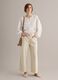 White pure cotton straight-fit trousers with drawstring_0