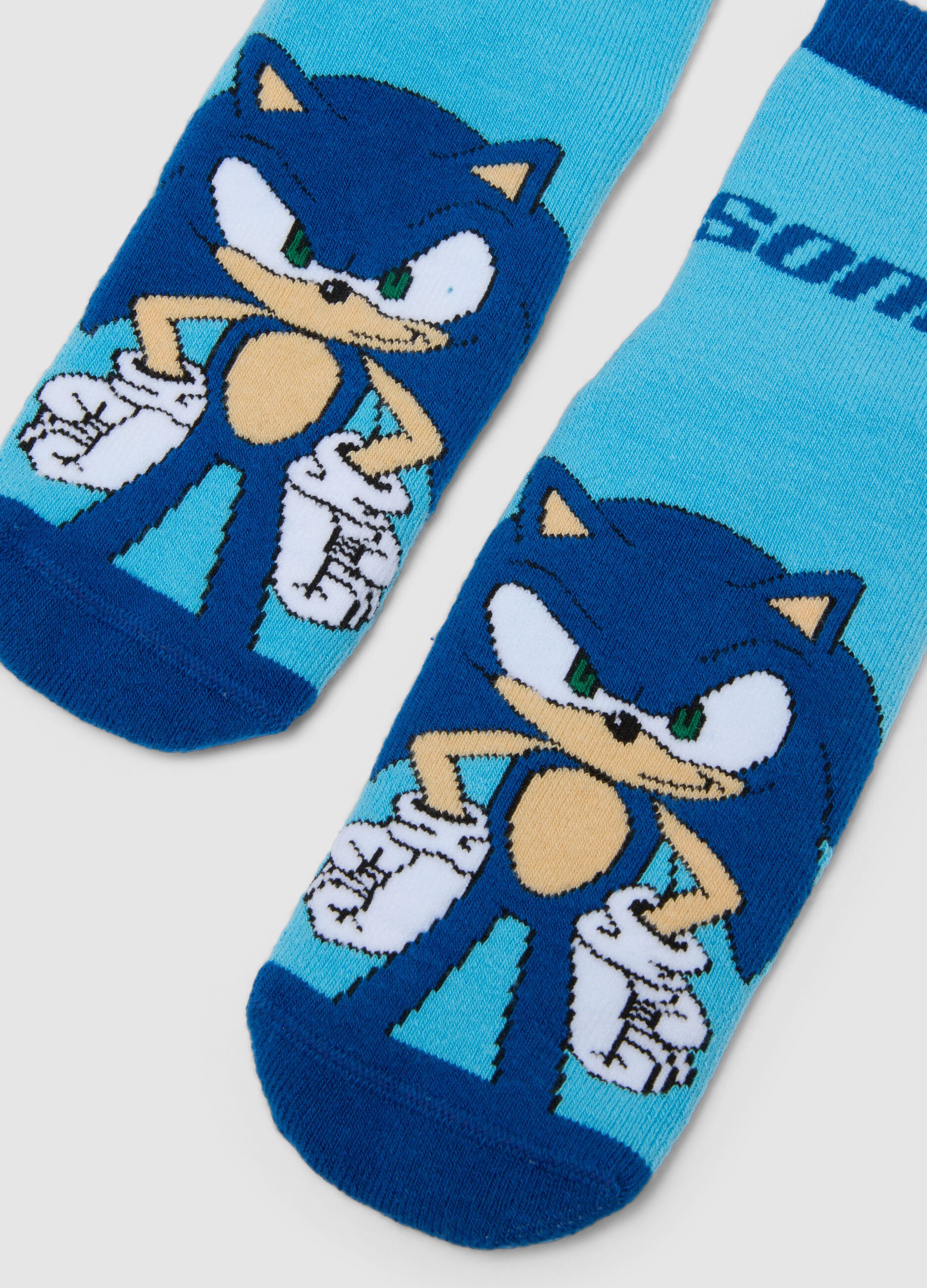 Multicolour stretchy cotton ankle socks for kids with Sonic