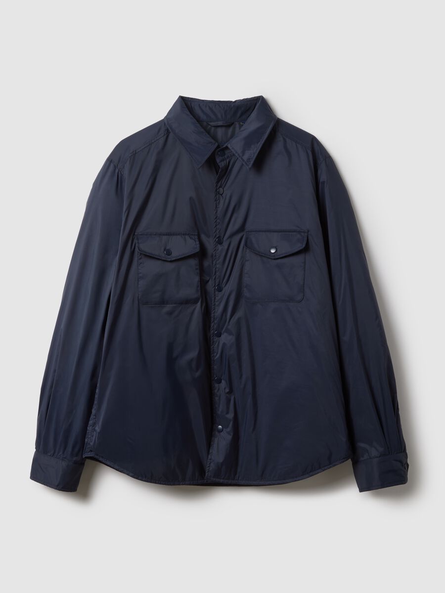 Blue lightweight regular fit jacket with zip_4