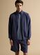 Blue full-zip jacket with stretch Easy Dry fabric collar, regular fit_0
