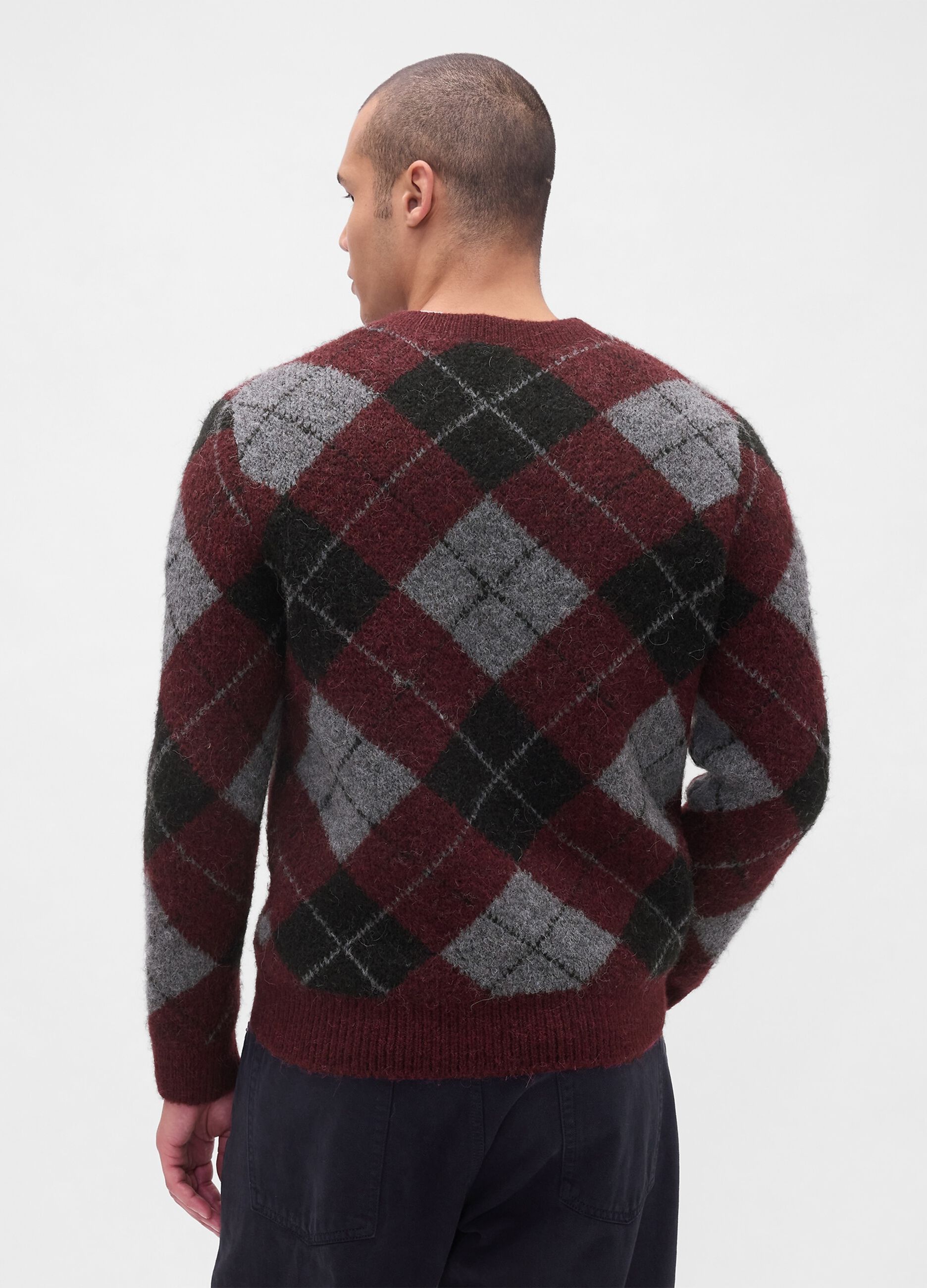 Multicolour pullover in stretch fabric with tartan pattern
