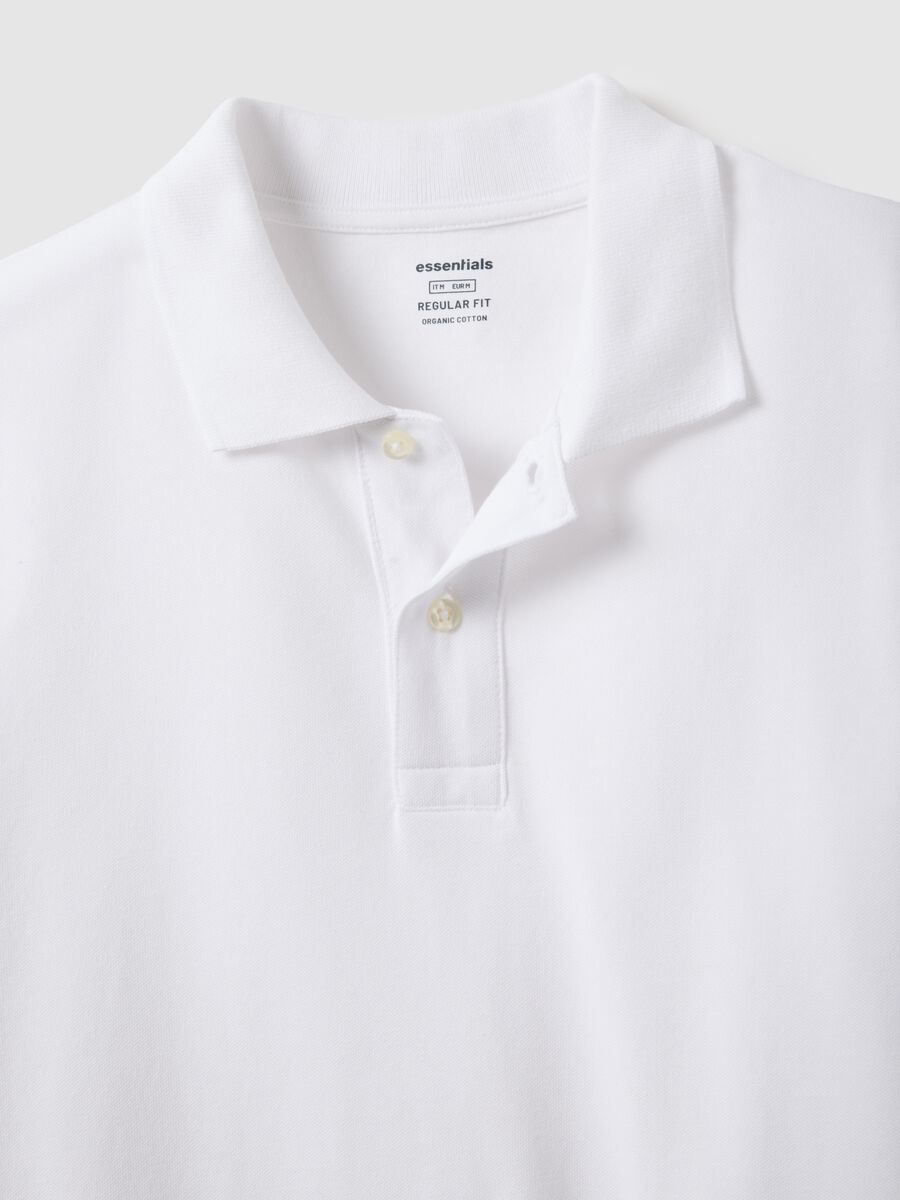 White long-sleeve cotton polo shirt, regular fit_5