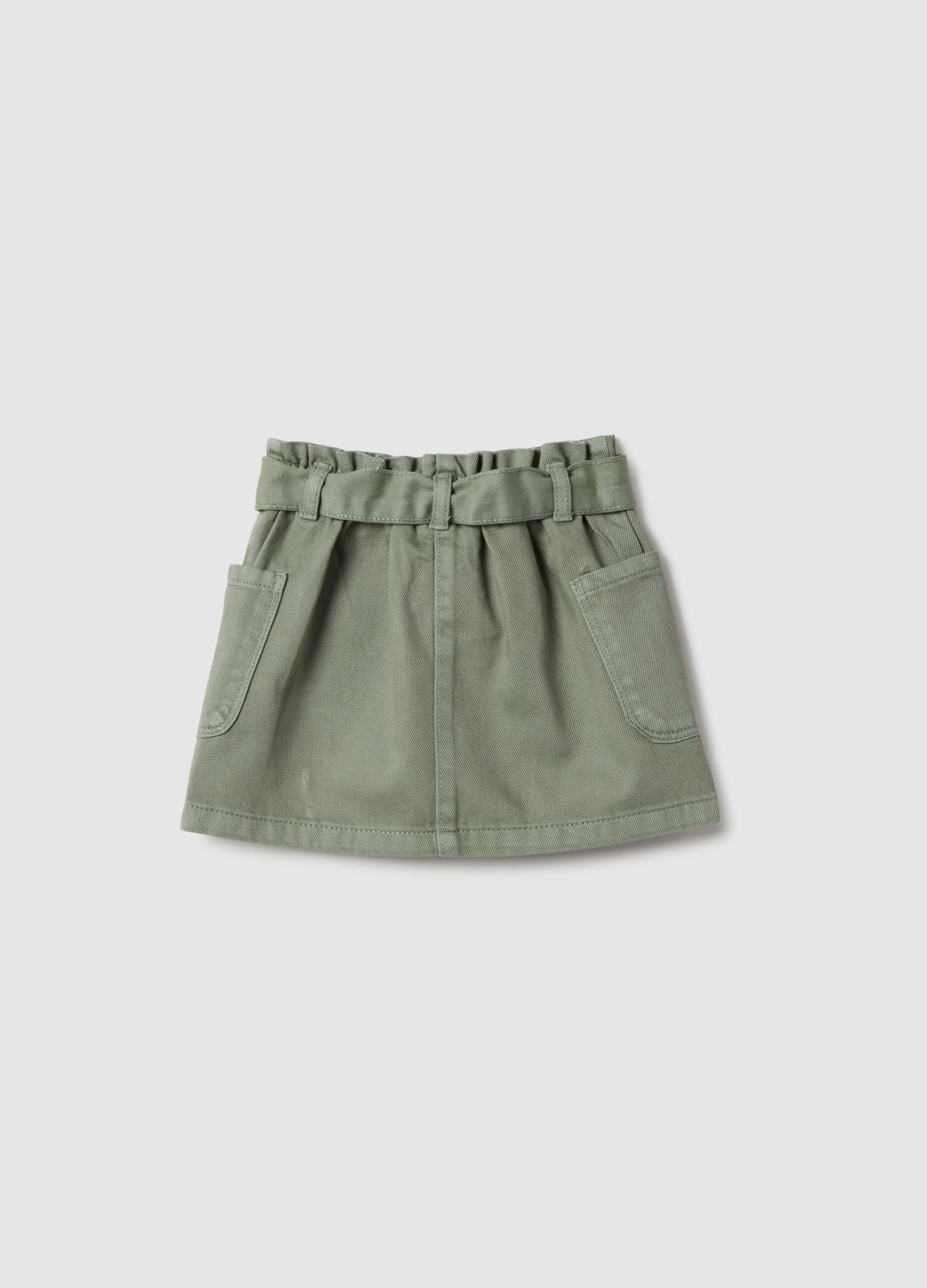 Adjustable green pure cotton skirt for girls