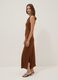 Brown sleeveless midi dress in stretch fabric_2