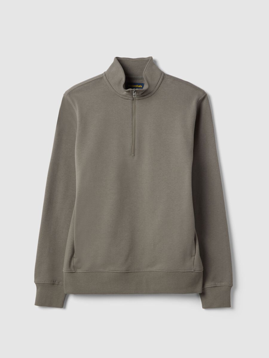Grey cotton blend sweatshirt regular fit with half zip_4
