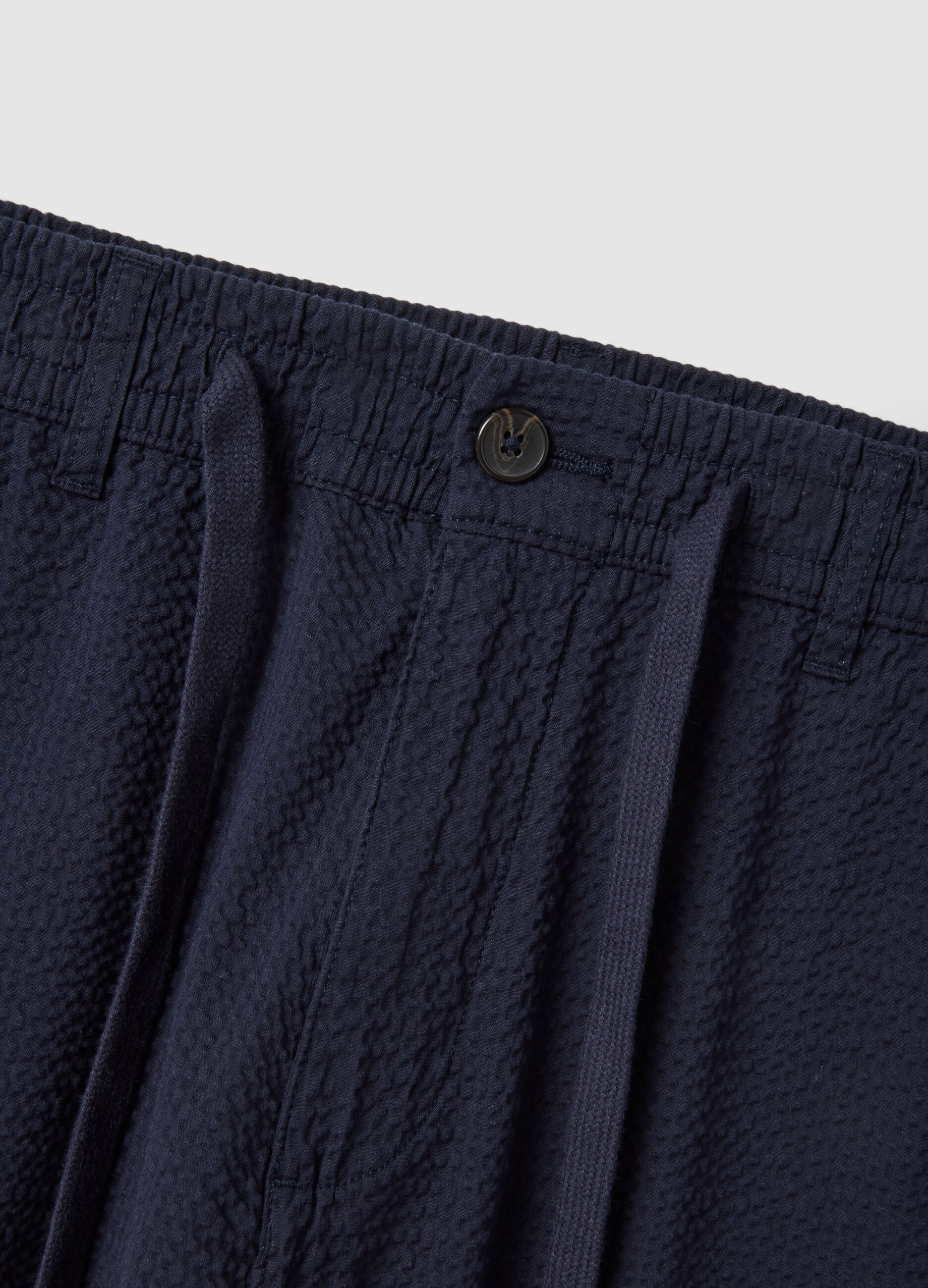Regular fit blue stretch cotton chino trousers