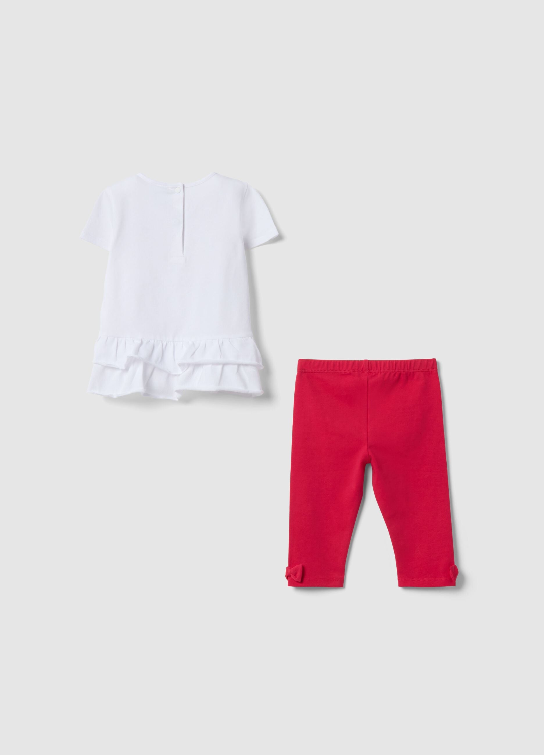 Disney Girls' Multicolour Stretch Cotton Top and Trousers Set