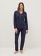 Blue pure cotton regular fit pyjamas with chest pocket and V-neck_0