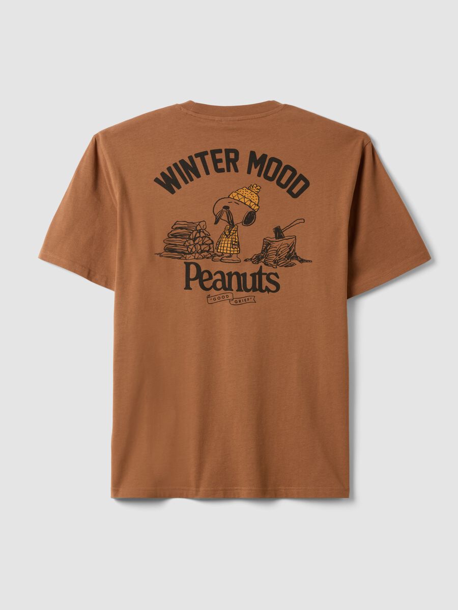 Brown pure cotton Peanuts print T-shirt, relaxed fit_5